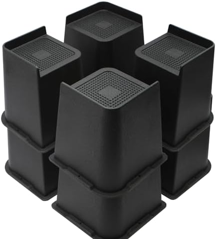 MYMULIKE Bed Risers 4 inch,6 inch, 8 inch, Oversized Furniture Risers, Support Up to 6000 Lbs, Lift 4 inch for Couch, Sofa, Table,Chair (Black 8 Pack, 6 inch) by MYMULIKEHOME