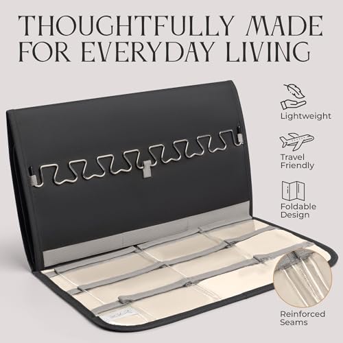 Hanging Jewelry Organizer Storage with Hanger Metal Hooks Double-Sided Jewelry Holder- Wall Mount Holder for Earrings, Necklaces, Rings on Closet, Wall, Door, 1 piece, Large, Charcoal Black - Image 7