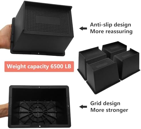 4 Pack Bed Risers 6 inch Heavy Duty, Oversized Furniture Risers - Image 6