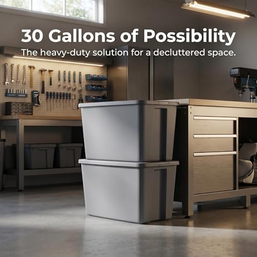 30 Gallon Stackable Heavy Duty Plastic Storage Bin With Secure Lid - Image 4