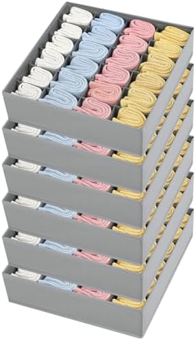 Joyoldelf Sock Organizer Drawer Organizer - Underwear Organizer, 24 Cell Collapsible Closet Organizers and Storage Sock Holders Organizers for Storing Socks, Ties, Belts 6 Pack by APPRECIATELIFERELAXYOURSOUL