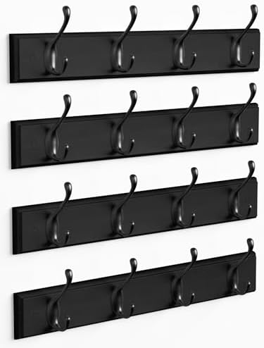 Forbena Black Coat Rack Wall Mount, Coat Hooks Wall Mounted for Entryway Closet Bedroom Bathroom Office, Antique Coat Hanger for Hanging Hats, Towels, Purses, Bags, Clothes, Backpack (Black) by Forbena