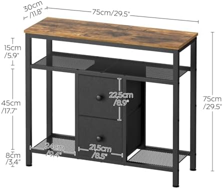 YATINEY TV Stand with LED Lights, Dresser TV Stand, Tall Entertainment Center with 2 Fabric Drawers, TV Media Console Table, for Living Room, Bedroom, Black and Rustic Brown DS10DBR - Image 3