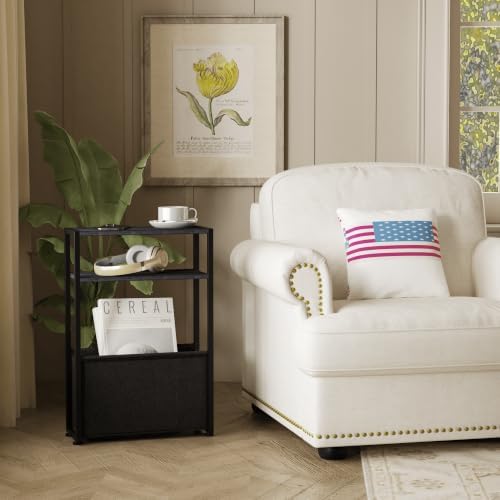 Leomonio Narrow Side Table, Slim Side Table with Magazine Rack, Bathroom Table for Small Spaces, Narrow Bedside Table for Living Room, Bedroom - Image 2