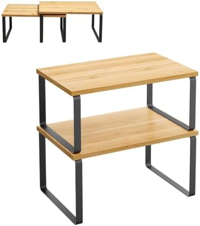 Cabinet Organizer Shelf, Spice Rack, Set of 2 Kitchen Counter Shelves by SEENYOO