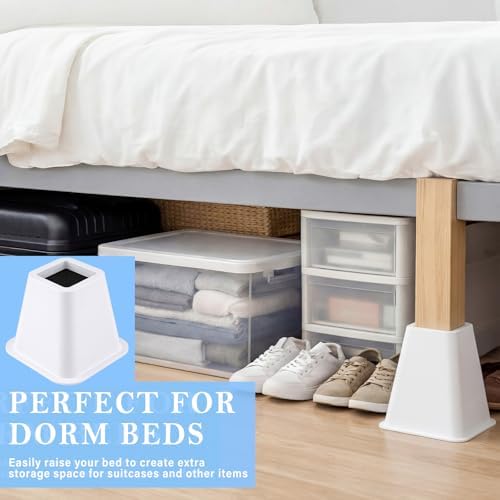 Novabright 6 Inch 4 Pack College Dorm Bed Risers,White - Image 6