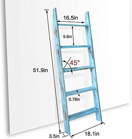 Blanket Ladders for the Living Room, Blanket Holder 5-Tier Blue - Image 3