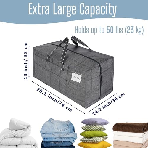 VENO 10 Pack Heavy Duty Moving Bags with Backpack Straps, Zippers & Handles, Extra Large Packing Bags for College Dorm Essentials, Moving Supplies Alternative to Cardboard Moving Boxes - Image 2