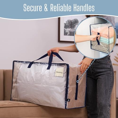 VENO 2 Pack Clear Extra Large Moving Bags & Storage Totes, Heavy Duty Organizer with Reinforced Handles & Strong Zippers for Clothes, College Dorm Essentials, Moving Supplies - Image 5