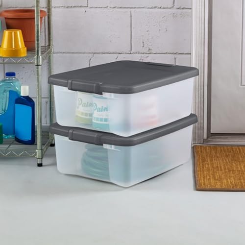 Sterilite ShelfTote, Clear Plastic Storage Bins, 25 Quart, 6-Pack - Image 2