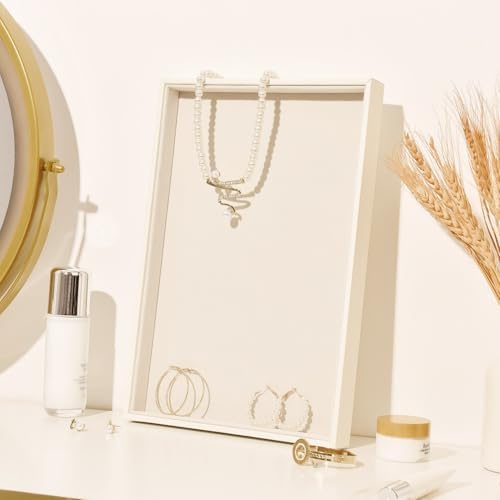 Beige Velvet Jewelry Tray for Drawers Black Jewelrys Display Tray Stackable Jewelry Organizer Trays for Necklace Bracelet Ring Watch (2 Pack) - Image 5