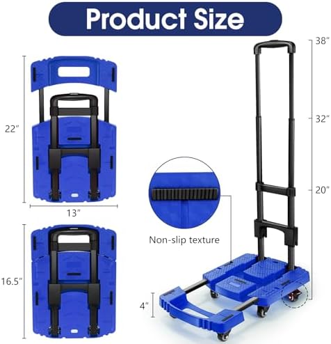 Voipvvii Folding Hand Truck 500lbs, Portable Heavy Duty Dolly Cart, 6 Wheels Collapsible Luggage Cart with 2 Elastic Ropes - Compact Trolley Cart for Easy Moving - Ideal Hand Cart for Travel and More - Image 3