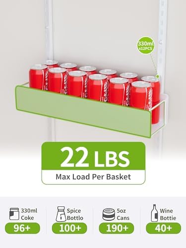 6-Tier Hanging Pantry Organizer, Metal Spice Rack Storage for Kitchen Laundry Bathroom Cabinet, White - Image 5