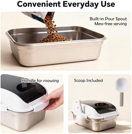 304 Stainless Steel Dog Food Storage Container with Lid for Cat Bird Pet Dry Food Treats, Mouse Proof Small Storage Bin Fits Up To 7 Lbs, Coming With Scoop - Image 5