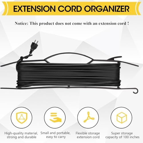 Ripeng 6 Pcs 15.7"extension Cord Storage, Xmas Light Organizer, Black - Image 4