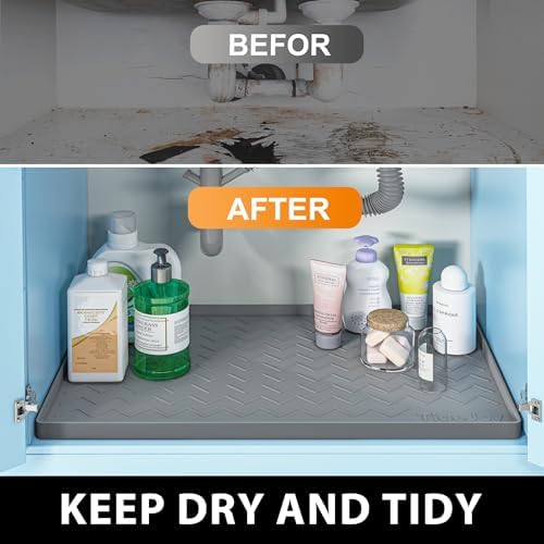 TigeJoy Under Sink Mats for Kitchen Waterproof 34" x 19", Cabinet Liner - Image 6