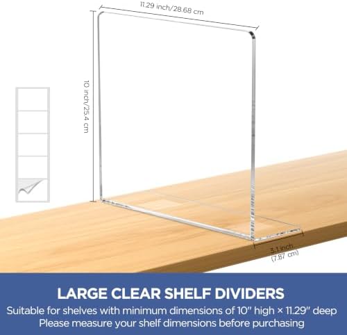 HBlife Acrylic Shelf Dividers for Closet Organization, 6 Pack Clear Sturdy Separate Closet Dividers for Shelves, Adjustable Purse Organizer for Sweater, Shirts, Handbags, Books in Bedroom and Kitchen - Image 3