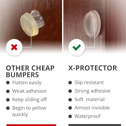 X-Protector Cabinet Door Bumpers 200 PCS – 1/2" Silicone Clear Bumpers – Ideal Cabinet Bumpers – Self-Adhesive Thick Door Silencer – Bumper Pads to Protect Glass & Other Surfaces! - Image 4