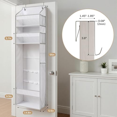 Wrapping Paper Storage Organizer – Over The Door Hanging Gift Wrap Holder for 15-30" Rolls, Space Saving Closet Organizer for Christmas, Halloween, Birthday with Side Mesh Pockets White - Image 3