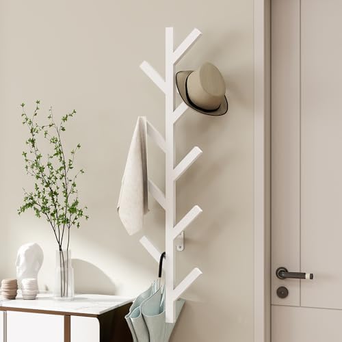 Vlush Wall-Mounted Metal Coat Rack with 9 Hooks White coat hooks by Vlush