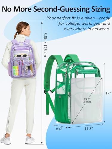 Clear Backpack for School, 17" Heavy Duty Double-Layer Clear Bookbag - Image 3