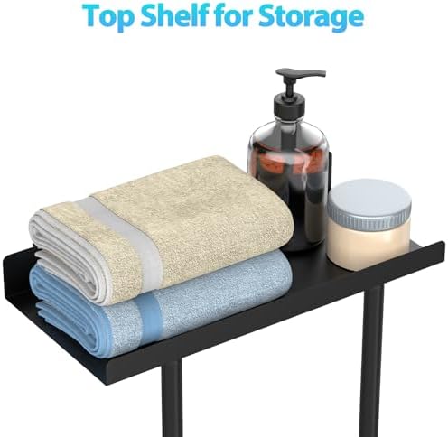 Towel Rack for Bathroom, Wall Mounted Vertical Rolled Towel Storage Organizer Holder with Shelf, Holds Up 6 Large Bath Sheets, Black Large Size - Image 6