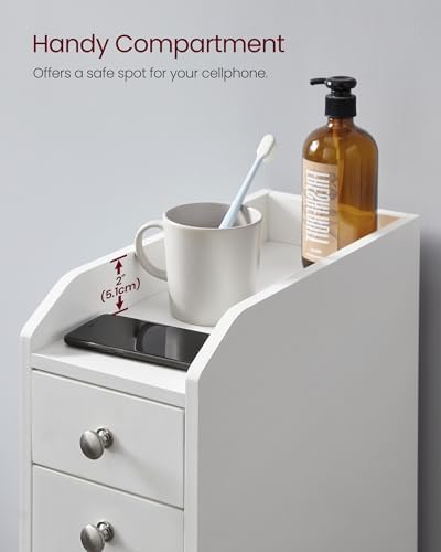 VASAGLE Small Bathroom Storage Cabinet, with Slide Out Drawers，Cloud White - Image 6