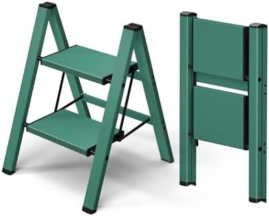 Taranta 2 Step Stool Foldable,Aluminum Step Ladder-Green by TARANTA