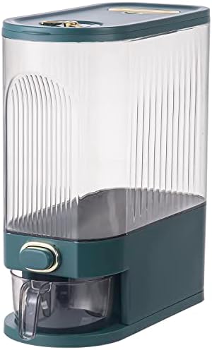 Sooyee Clear Rice Dispenser with Measuring Cylinder, Clear and Green by Sooyee