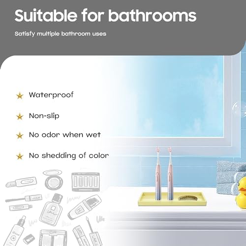 Vanity and Bathroom Tray, 6.3" ABS Countertop Organizer,Waterproof Vanity Tray for Toilet Tank,Perfume,Soap,Keys,Bathroom Accessories,Kitchen and Bath Trays,Non Slip Small Trays,Gold - Image 2