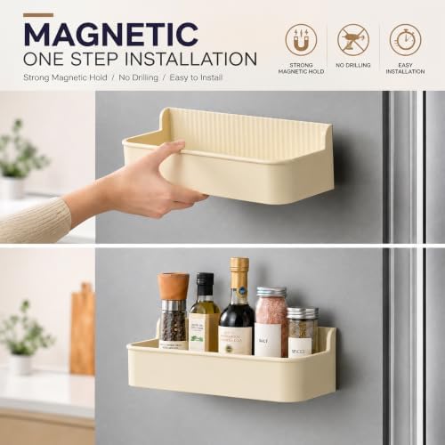 MIMIyasha Magnetic Shelves for Washing Machine - Versatile Storage Organizers for Washing Machine (Cream,4 Pack) - Image 4