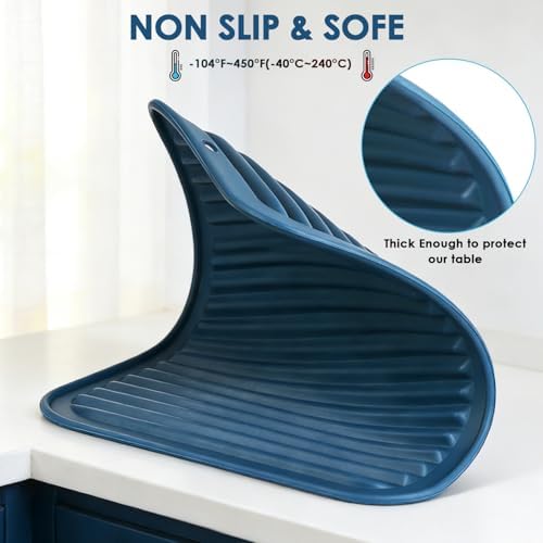 Silicone Mats for Kitchen Counter, 9x12'' Trivets for Hot Pots and Pans, Navy Blue Silicone Trivets for Hot Dishes, Protect Table Quartz Countertops, Indigo - Image 4