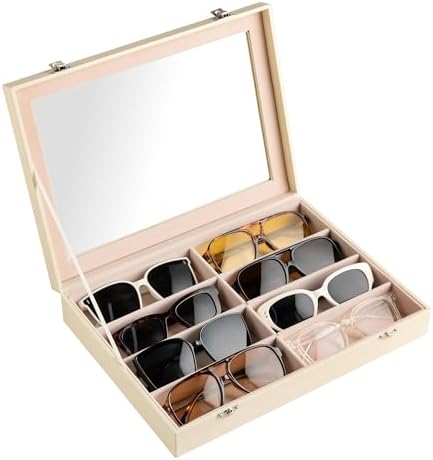 Frebeauty 8-Slot Sunglass Organizer,Sunglass Holder with Clear Lid by Frebeauty