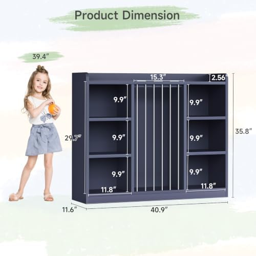 ONBRILL 2-in-1 Toy Storage Organizer with Stuffed Animal Storage, Blue - Image 3