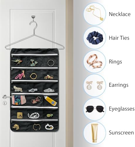 Bloss Hanging Jewelry Organizer With Pockets Double-Size For Earring Jewelry Storage - Image 3