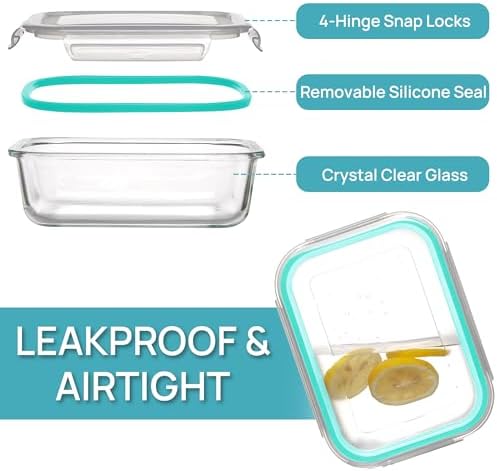 Vtopmart 5Pack 22oz Glass Storage Containers with Lids, Green - Image 6