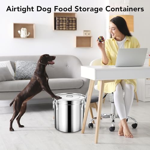 Newget Dog Food Storage Containers, Large Stainless Steel Pet Food Storage Containers 25 lb / 11.5 kg to Keep Fresh, Metal Airtight Cat Food Containers With Scoop and 2 Small Containers - Image 7