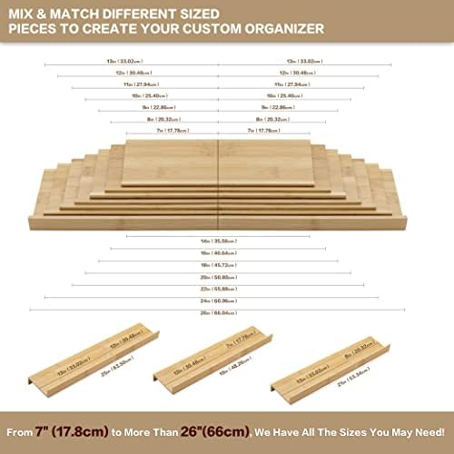 Bamboo Spice Rack Drawer Organizer - 8 Piece Set - 12" Wide, Combine Into 24" Rack (12" or 24") - Image 5