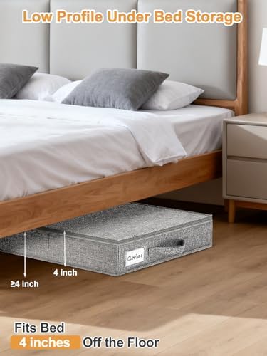 punemi 4 in High Sturdy Low Profile Under Bed Storage, 2 Pack, Grey - Image 2