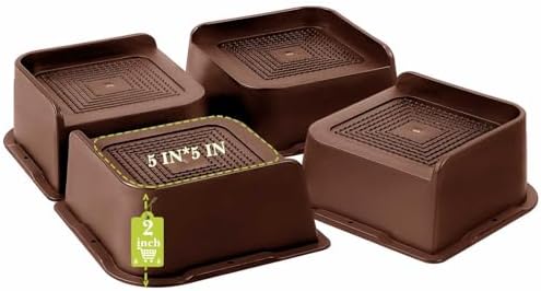 Bed Risers 1 inch, 2 inch, 3 inch, 4 inch, 6 inch, 8 inch Heavy Duty, Oversized Furniture Riser for Couch Sofa Table Chair Leg Frame Dorm, Support up to 6000 Lbs (Chocolat Brown 4 Pack, 2 inch) by Yookwutar