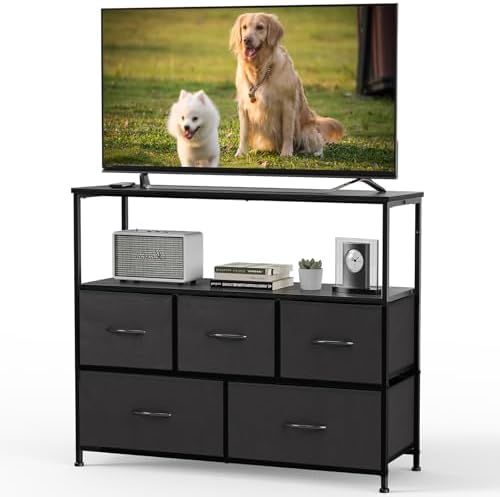 DUMOS TV Stand Dresser, Media Console with Storage Drawers, TV Table by DumosLifestyle