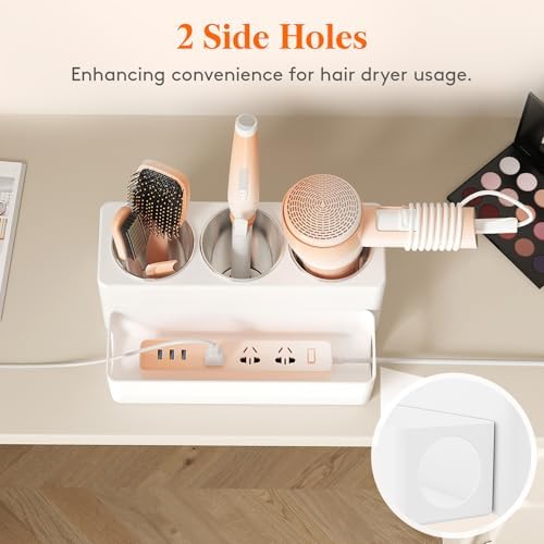 Lifewit Hair Tool Organizer Dryer Holder Countertop with 3 Cups, White - Image 5