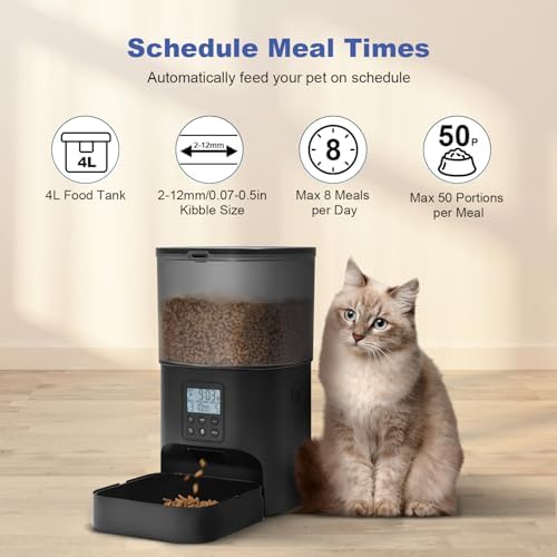 ANDOLL HOME Automatic Cat Feeder,4L Timed Cat＆Dog Dry Food Dispenser - Image 2