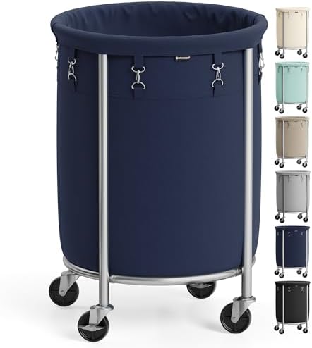 SONGMICS Laundry Basket with Wheels, 29 Gal., Steel Frame, Removable Bag by SONGMICSbySONGMICSHOME