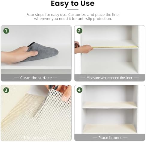 BAGAIL Drawer and Shelf Liner, Non Slip Cabinet Liner, 12" x10', Cream - Image 6