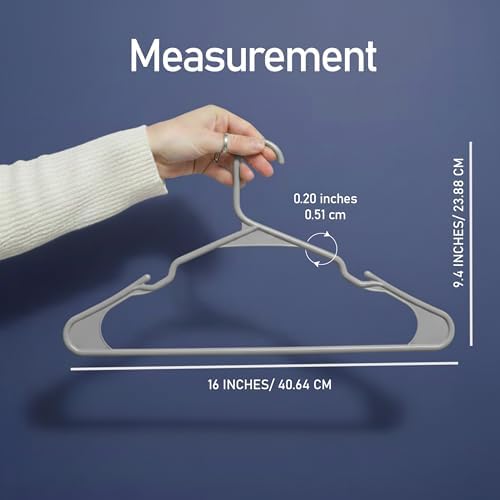 Utopia Home Plastic Hangers 20 Pack – Space Saving Clothes Hanger Grey - Image 2