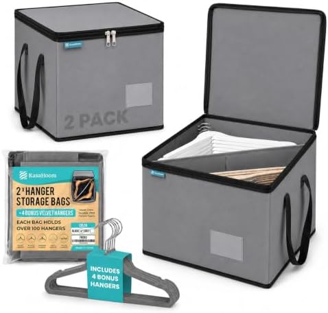 Clothes Hanger Organizer Bags, 2 Pack, Gray, Holds 100+ Hangers by Unknown