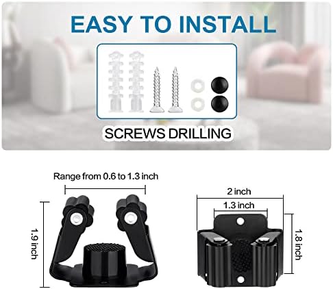 JAMEND CLXP 24 PCS Broom and Mop Holder, Heavy Duty Garden Tool Organizer Rack Rake and Shovel Handle, Stainless Steel Mop Hanger. Wall Mounted Utility Rack with Screws, Silver. - Image 5