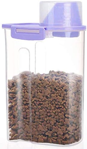 Pet Food Storage Container with Measuring Cup, Pour Spout and Seal Buckles Food Dispenser for Dogs Cats (Purple) by PISSION