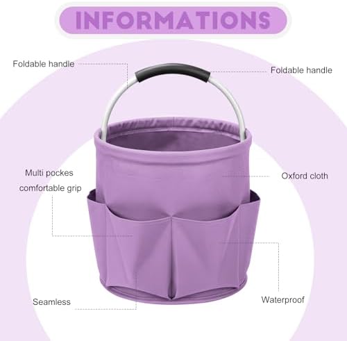 Cleaning Caddy for Cleaning Supplies,17L Cleaning Supply Caddy with Handle Foldable Cleaning Supplies Organizer Bucket Cleaning Products Organizers for Home, Garden (Purple) - Image 2